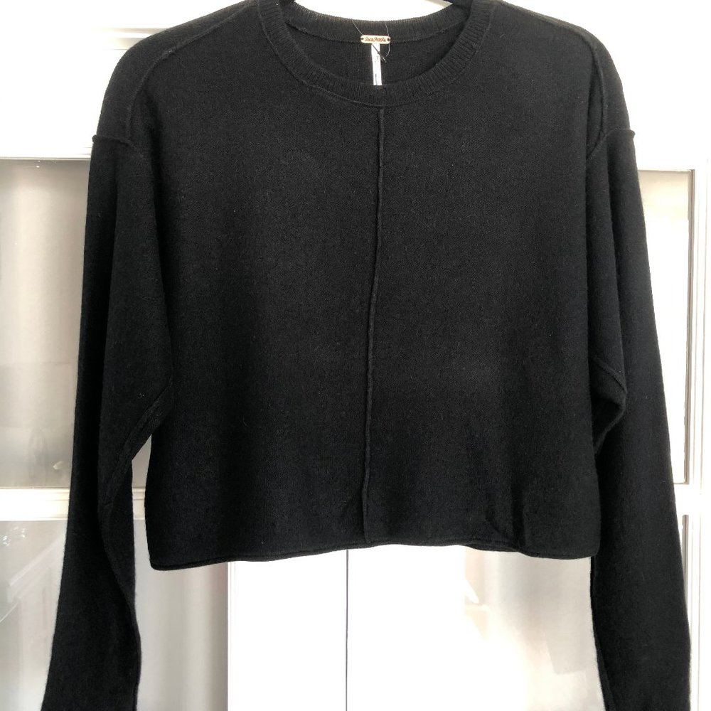 Free People Black Cropped Sweater